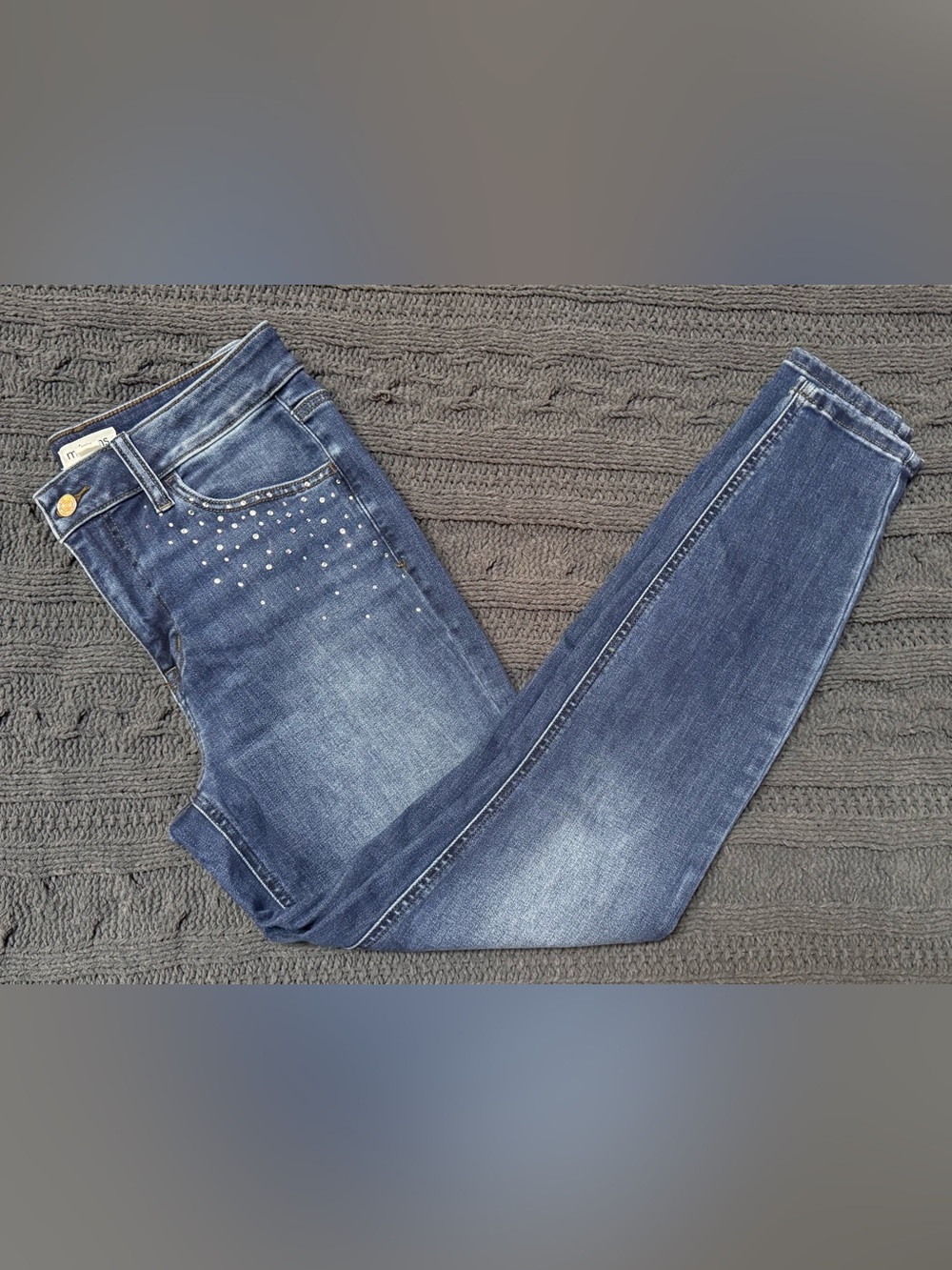 Maurices Jeggings with Rhinestone Detail, Dark Blue, M Regular High Rise